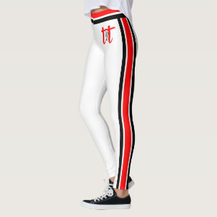 Rote/Schwarze Streifen auf Weiß Leggings