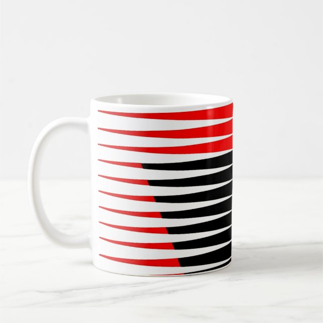 Rote, schwarze und gelbe Bilder Kaffeetasse (Links)