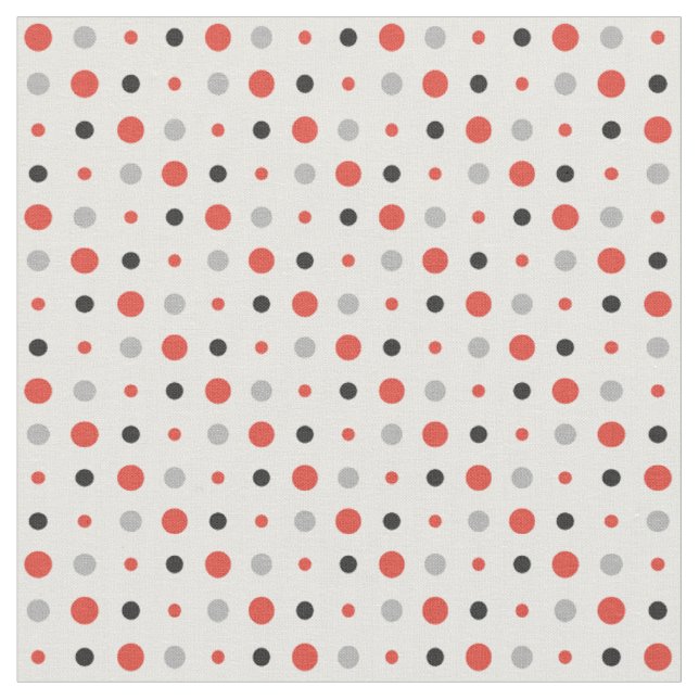 Rote, schwarze und graue Polka-Punkte Stoff (Nahaufnahme)