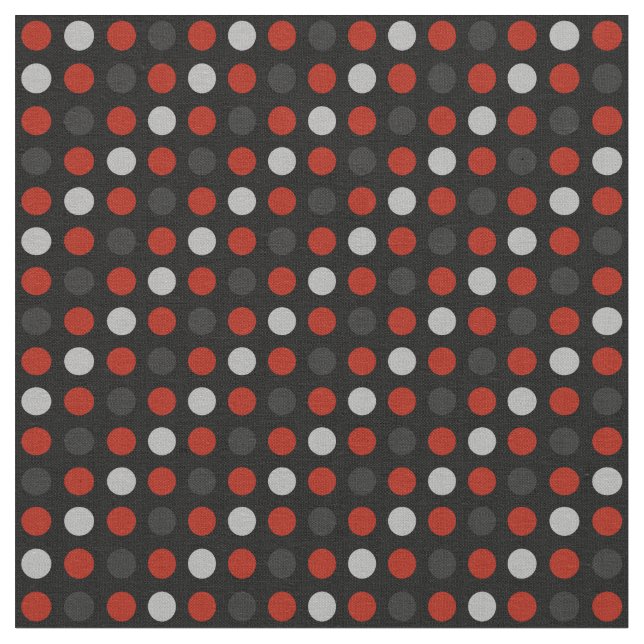 Rote, schwarze und graue Polka-Punkte Stoff (Nahaufnahme)
