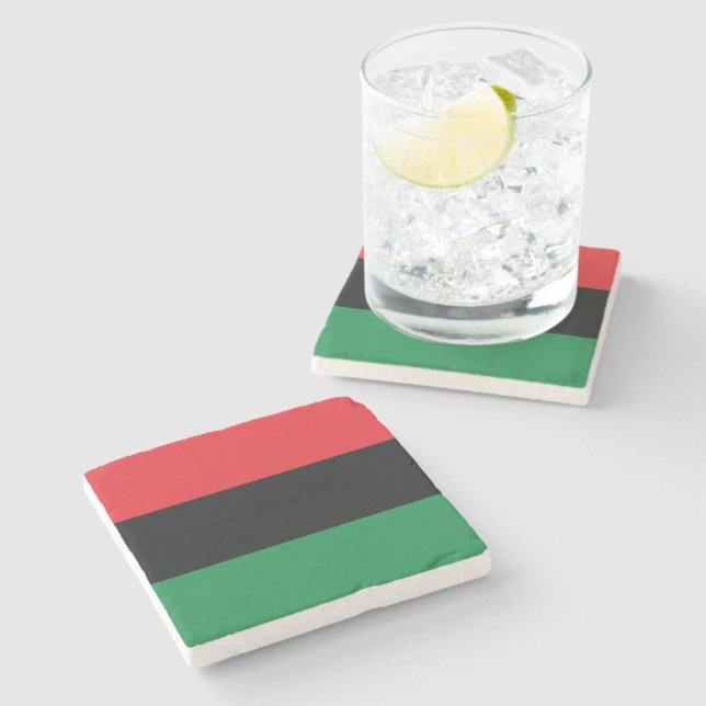 Rote, Schwarze und Grüne Flagge Steinuntersetzer (Seitenansicht)