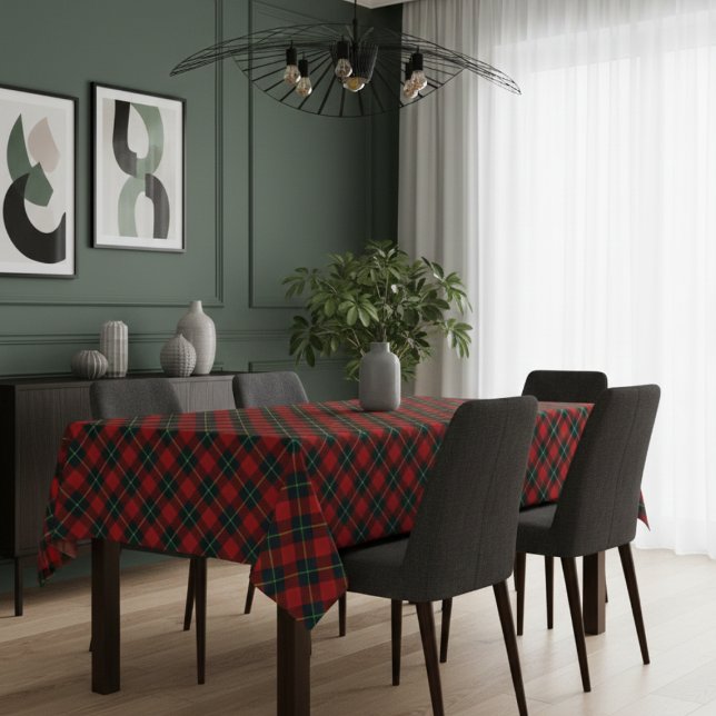 Rote, schwarze und grüne gemusterte Esstischdecke Tischdecke (Red, Black & Green Pattern Dining Tablecloth)