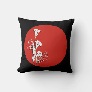 Rote, schwarze und weiße Calla-Lilien-Kissen Kissen