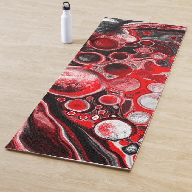 Rote, schwarze und weiße Marmorflüssigkeit Kunst Yogamatte (Beispiel)