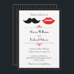 Rote, schwarze und weiße Mustache & Lips Hochzeit Einladung<br><div class="desc">Lustige rote Lippen und ein Debonair-Schnurrbart sind die Hauptattraktionen dieses eleganten und modernen Hochzeitsinklusiv-Set.</div>