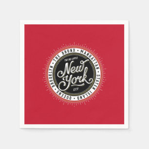 Rote, Schwarze und Weiße New Yorker City-Logo Serviette