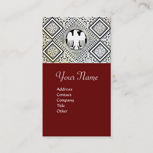 ROTE, SCHWARZE UND WEISSE ROMAN-MOTIFS AUS DEM DAM VISITENKARTE (Vorderseite)