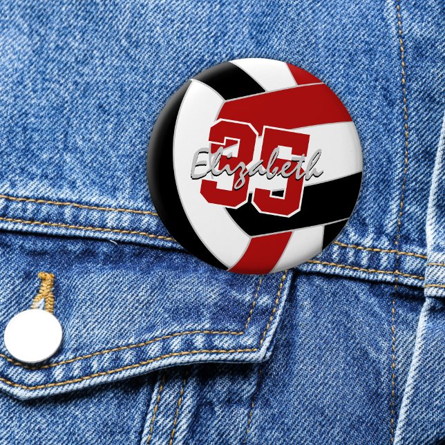 rote schwarze Volleyball-Mannschaft Geschenke Button (Von Creator hochgeladen)