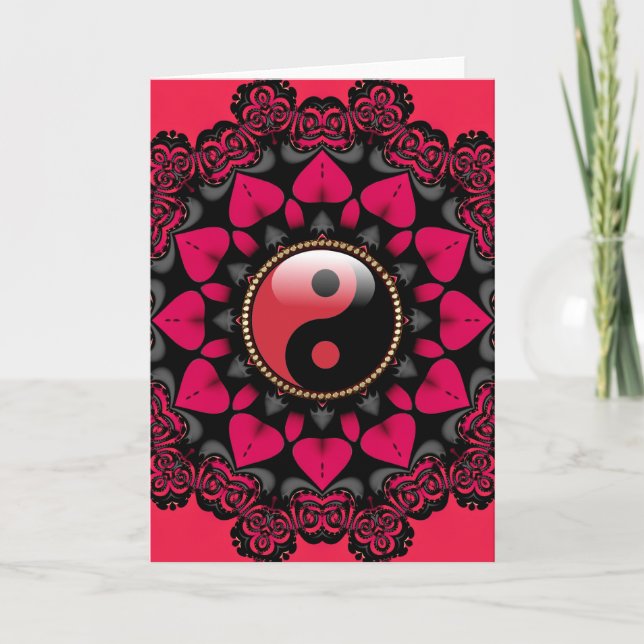 Rote schwarze YinYang Sonnenblume-Zeitalter-Karten Karte (Vorderseite)