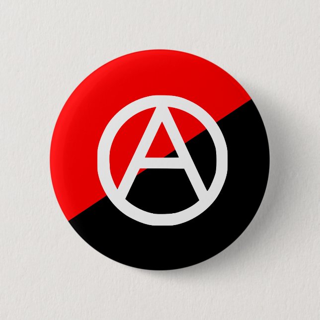 Rote Schwarzweiss-Anarchisten-Flaggen-Anarchie Button (Vorderseite)