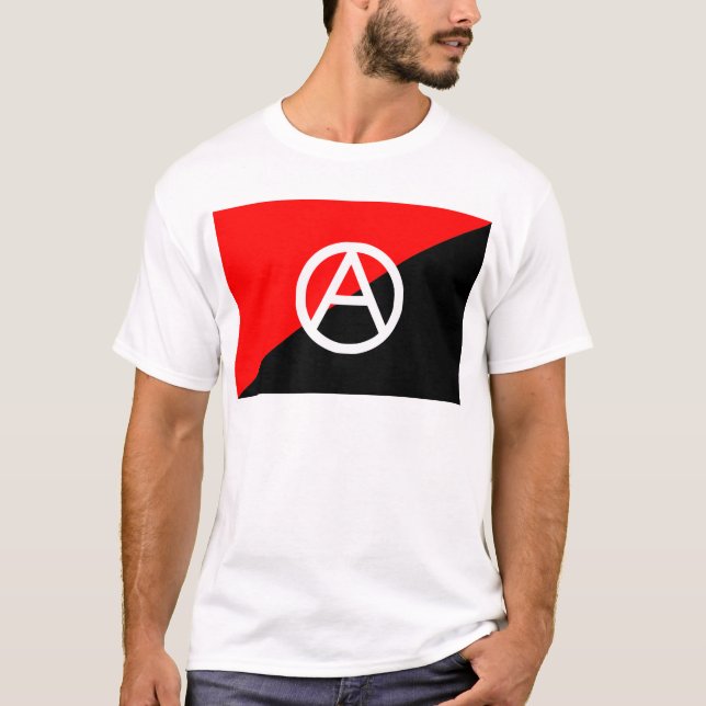 Rote Schwarzweiss-Anarchisten-Flaggen-Anarchie T-Shirt (Vorderseite)