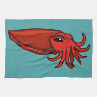 Rote Schwimmen-Kopffüßer Handtuch