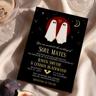 Rote Seelenverwandte Halloween-Geisterhochzeit Folieneinladung