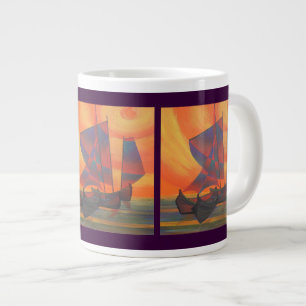 Rote Segel im sunset-kubistischen Junk-Abstrakte Jumbo-Tasse