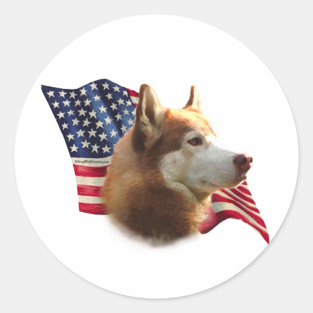 Rote Siberische Husky-Flagge - Aufkleber (Vorderseite)