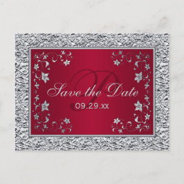 Rote, silberne IMITATE FOIL-Save the Date-Karte Ankündigungspostkarte