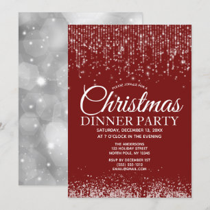 Rote silberne Schnur beleuchtet Einladung