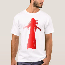 Rote Silhouette einer Frau mit langen Haaren T-Shirt