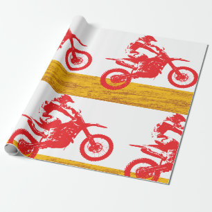 Rote Silhouette eines Motocross Dirt Bike Fahrers Geschenkpapier