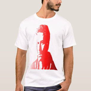 Rote Silhuette ein Mann mit kurzen, textilen Haare T-Shirt