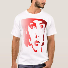 Rote Silhuette ein weibliches Gesicht mit Hut T-Shirt