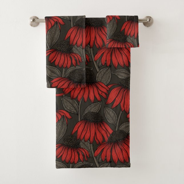 Rote Sitzmöbel in Braun Badhandtuch Set (Insitu)