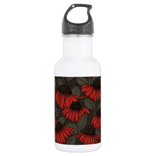Rote Sitzmöbel in Braun Edelstahlflasche