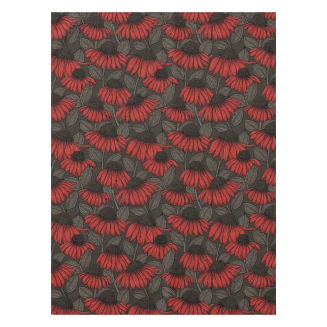 Rote Sitzmöbel in Braun Tischdecke (Vorderseite)