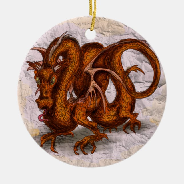 Rote Skala Keramik Ornament (Vorne)