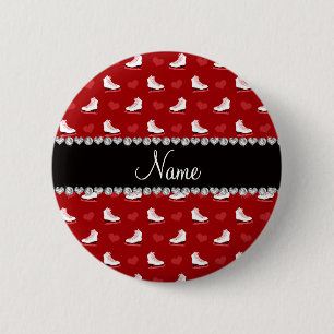 Rote Skate und Herzen des individuellen Namens Button