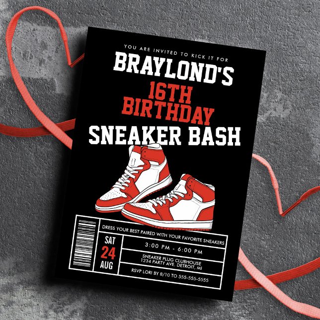 Rote Sneaker Bash Geburtstag Einladung (Von Creator hochgeladen)