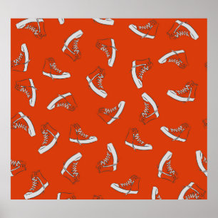 Rote Sneakers: Vintage Nahtlose Printwerbung Poster