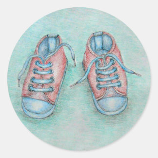 rote Sneakschuhe Runder Aufkleber