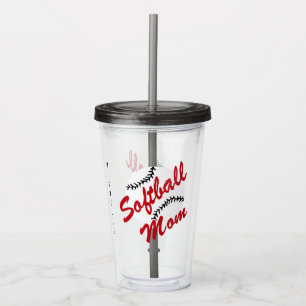 Rote Softball-Mama personalisiert Acryltrinkbecher