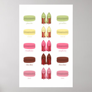 Rote Sohle-Heelsstiletts UND MACARONS AROMEN Poster