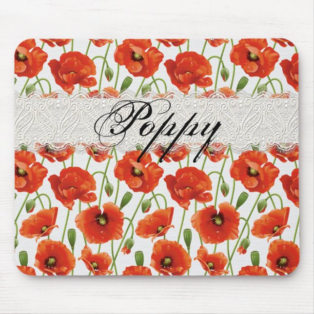 Rote Sommer-Mohnblume Mousepad (Vorne)