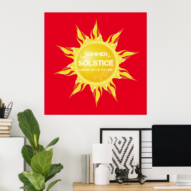 Rote Sommersonne am längsten Tag des Jahres Poster (Heimbüro)