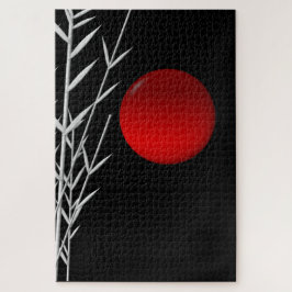 Rote Sonne Schwarz-weiß Zen-Kissen