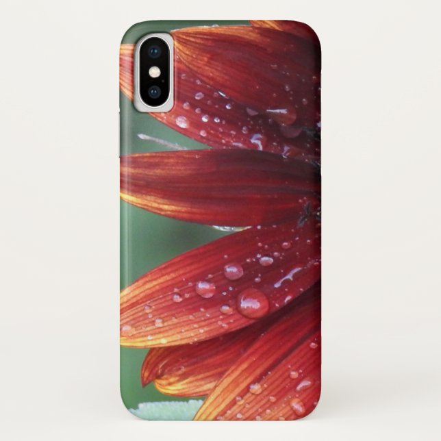 Rote Sonnenblumenblätter und Regenfälle Case-Mate iPhone Hülle (Rückseite)