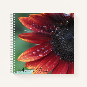 Rote Sonnenblumenblätter und Regenfälle *Personali Notizbuch