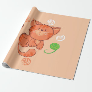 Rote Spielzeugkatze, nahtlos Geschenkpapier