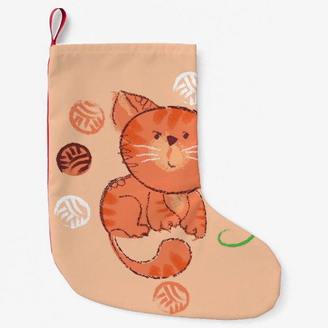 Rote Spielzeugkatze, nahtlos Kleiner Weihnachtsstrumpf (Vorderseite)