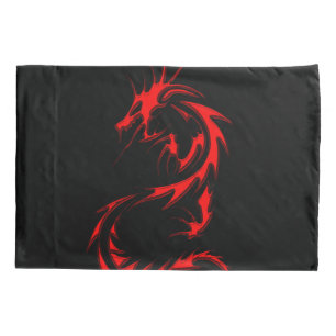Rote spinale Drache-Aquarell-Fantasie-Kunst Kissenbezug