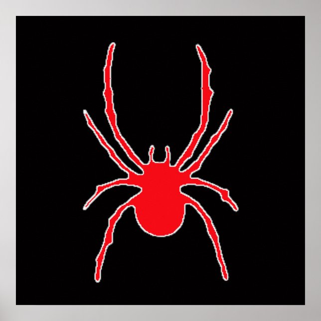Rote Spinne auf schwarz Poster (Vorne)