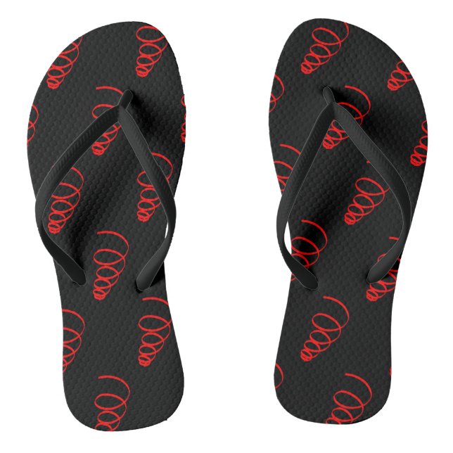 Rote Spirale Welt Formen Muster Flip Flops (Fußbett)