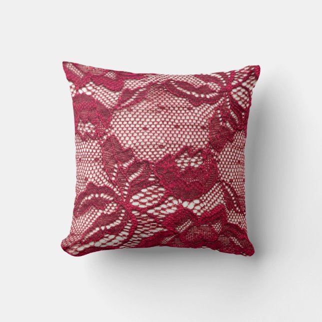 Rote Spitze: elastischer Jacquard-Textilstoff. Kissen (Vorderseite)
