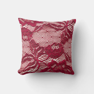 Rote Spitze: elastischer Jacquardtextil. Kissen