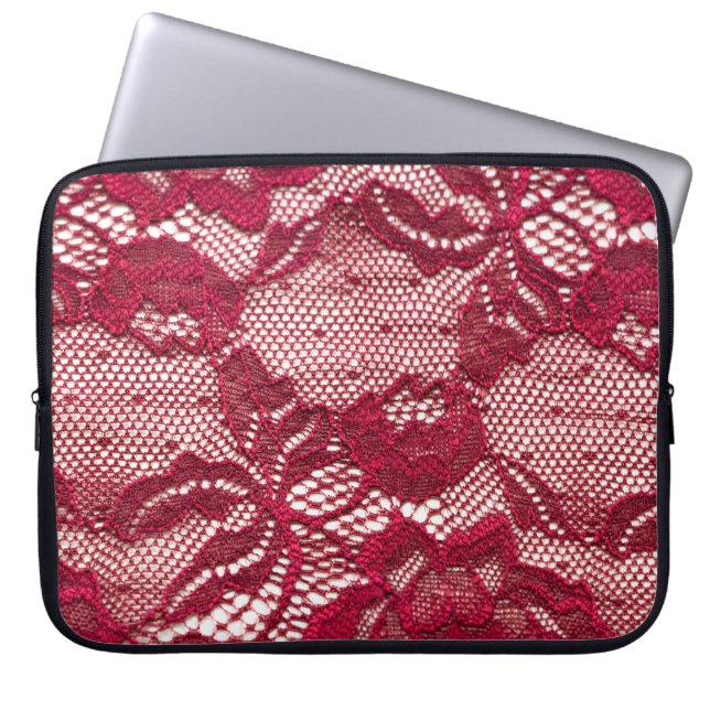 Rote Spitze: elastischer Jacquardtextil. Laptopschutzhülle (Vorderseite)
