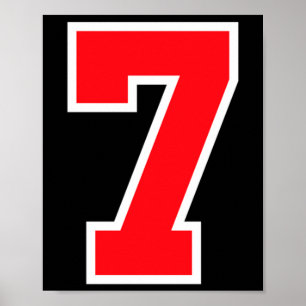 Rote Sportmannschaft Nummer #7 Leistung Poster