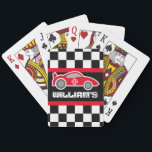Rote Sportwagen Name Spielkarten<br><div class="desc">Set für Motorsport-Kartenspiele. Ein perfektes Geschenk für Sportwagenfans, Kundgebung-Fahrer und Rückensitzfahrer. Passen Sie dieses Set mit Ihrem Namen und Alter oder einer speziellen Nummer an. Derzeit liest William's. Einzigartig gestaltet von Sarah Trett.</div>